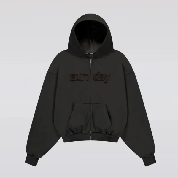 heavyweight appliqué zip-up 2.0 vintage charcoal