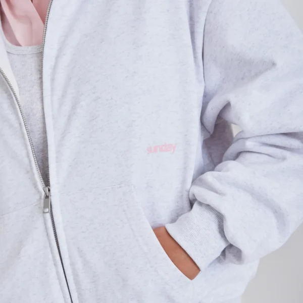 Heavyweight Script Zip Up Grey