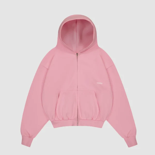 Heavyweight Script Zip Up Powder Pink