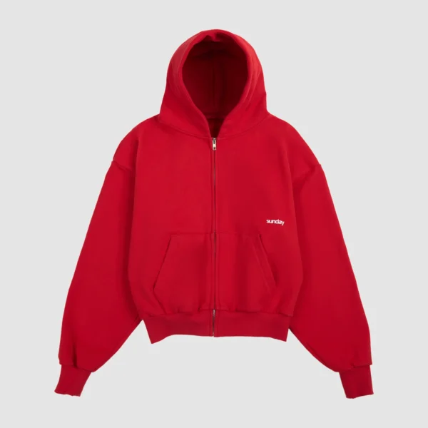 Heavyweight Script Zip Up Nordic Red