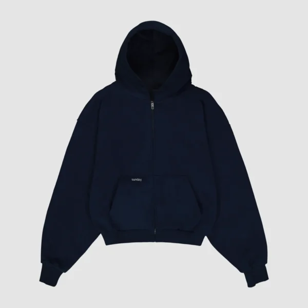 Heavyweight Simple Zip Up Navy